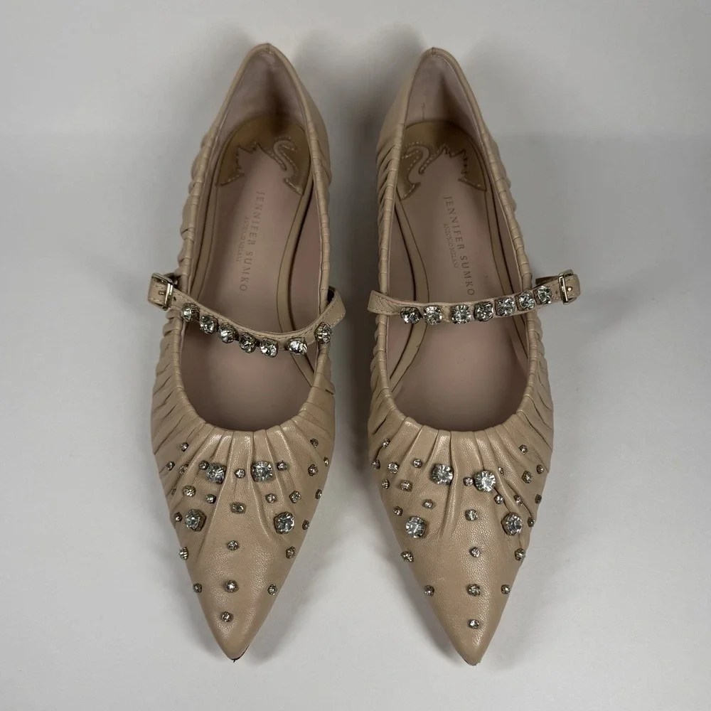 Antonio Melani Jennifer Sumko Size 7.5 M Nude Bling Lyssa Lou Mary Jane Flats